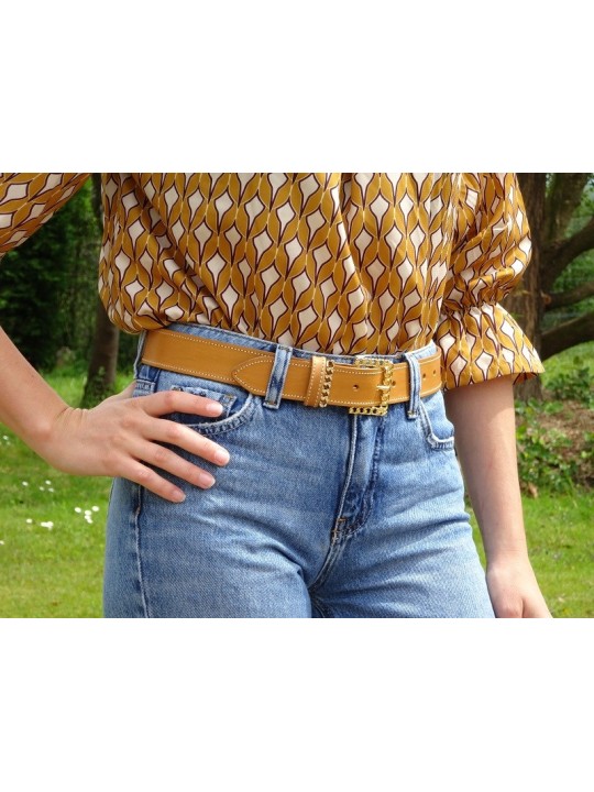 Ceinture femme artisanale Garo | Cuir pleine fleur, Tannage végétal