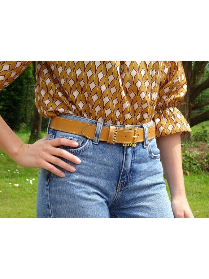 Ceinture femme artisanale Garo | Cuir pleine fleur, Tannage végétal