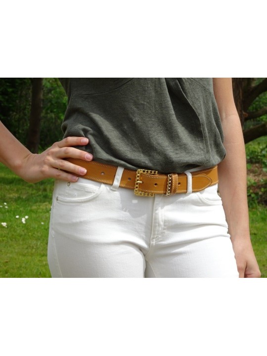 Ceinture femme artisanale Garo | Cuir pleine fleur, Tannage végétal